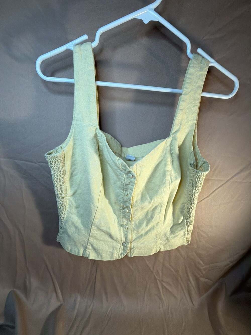 Retro Old Navy Button up Tank Top Size L Butter Yellow